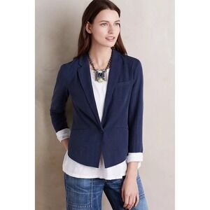 NWT Cartonnier Anthropologie Navy Windowpane Blazer Jacket**Flawed**